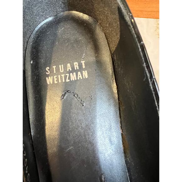 Stuart Weitzman croc embossed open toe heels black 8.5 - Picture 8 of 11
